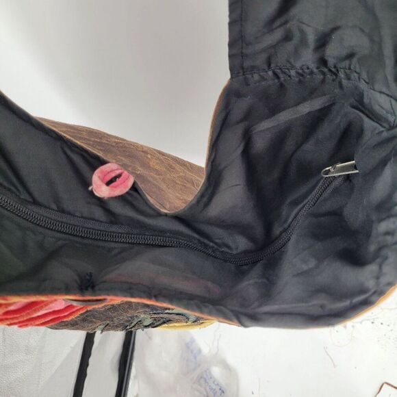 Handmade Black Patchwork‎ Hobo Hippie Patchwork Crossbody Sling Bag Peace - Picture 5 of 10